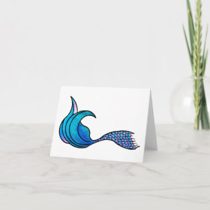 Mermaid tail in shades of blue note card