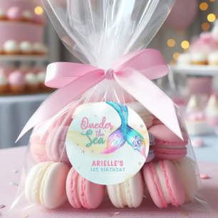 Mermaid Tail Onder the sea 1st birthday Classic Round Sticker