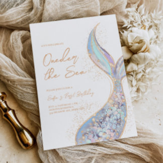 Mermaid Tail Oneder the Sea Birthday Invitation