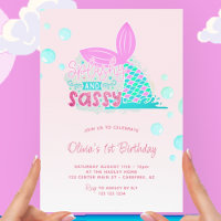Mermaid Tail Pink Rainbow 1st Birthday