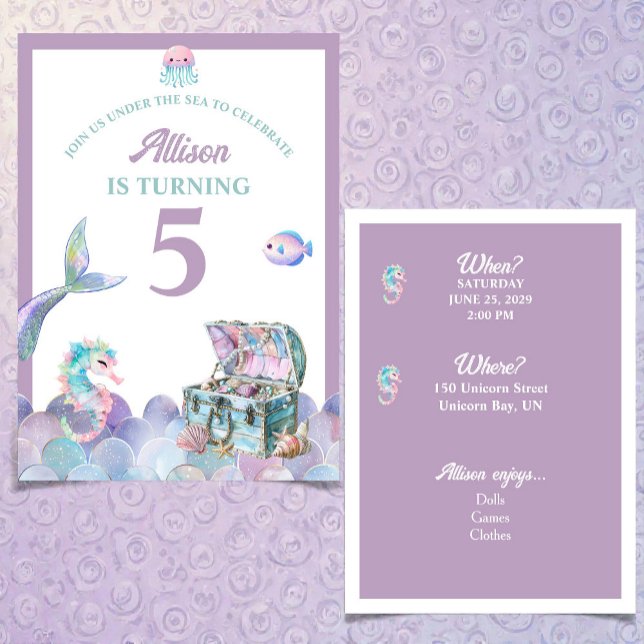 Mermaid Tail Purple Girly Birthday Invitation (Creator Uploaded)