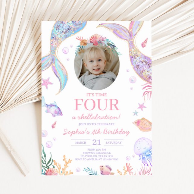 Mermaid Tail Sea Birthday Party Invitation (Mermaid Tail Birthday Party Invitation)