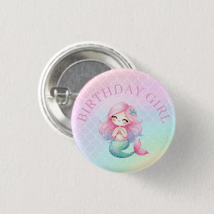 Mermaid Tail Teal Pink Girly Birthday 3 Cm Round Badge
