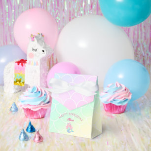 Mermaid Tail Teal Pink Girly Birthday Favour Box