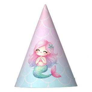 Mermaid Tail Teal Pink Girly Birthday Party Hat