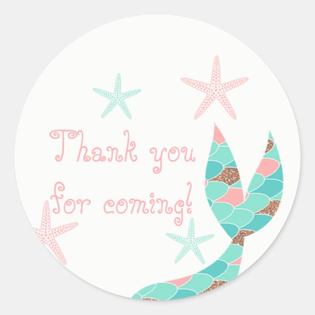 Mermaid Tail Thank You Stickers (Front)