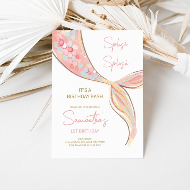 Mermaid Tail Theme Birthday Invitation (Creator Uploaded)