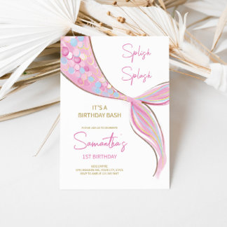 Mermaid Tail Theme Birthday Invitation