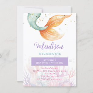 Mermaid Tail Under the Sea Birthday Invitation