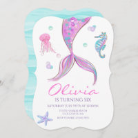 Mermaid Tail Under the Sea Birthday Invitation