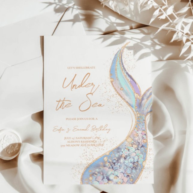 Mermaid Tail Under the Sea Birthday Invitation (Creator Uploaded)