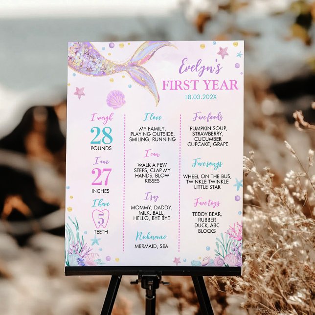 Mermaid Tail Under the Sea Birthday Milestone Sign (Creator Uploaded)