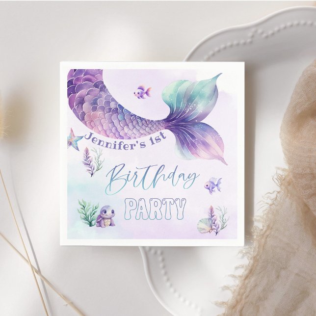 Mermaid tail Under the sea birthday party Napkin (Creator Uploaded)