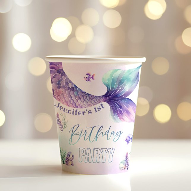 Mermaid tail Under the sea birthday party Paper Cups (Creator Uploaded)
