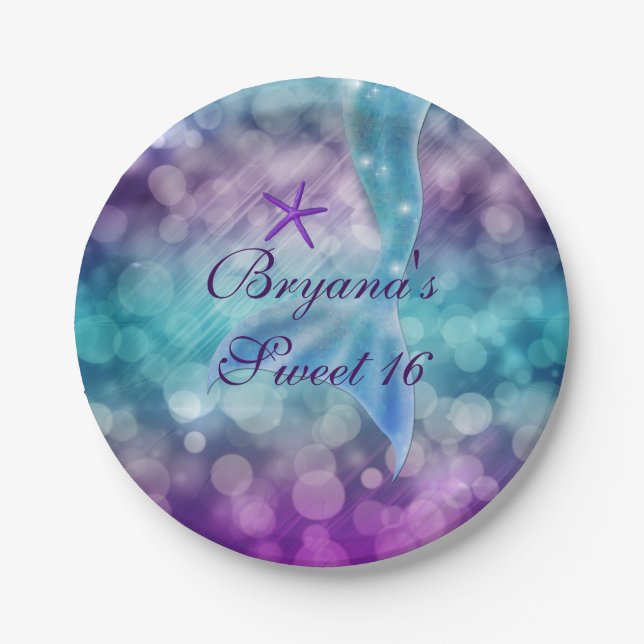 Mermaid Tail Under The Sea Birthday Party Plates (Front)
