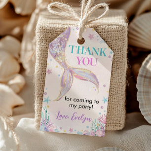 Mermaid Tail Under the Sea Birthday Thank You Gift Tags