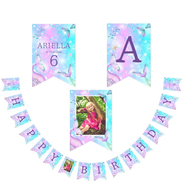 Mermaid Tail Under the Sea Happy Birthday Bunting (Creator Uploaded)