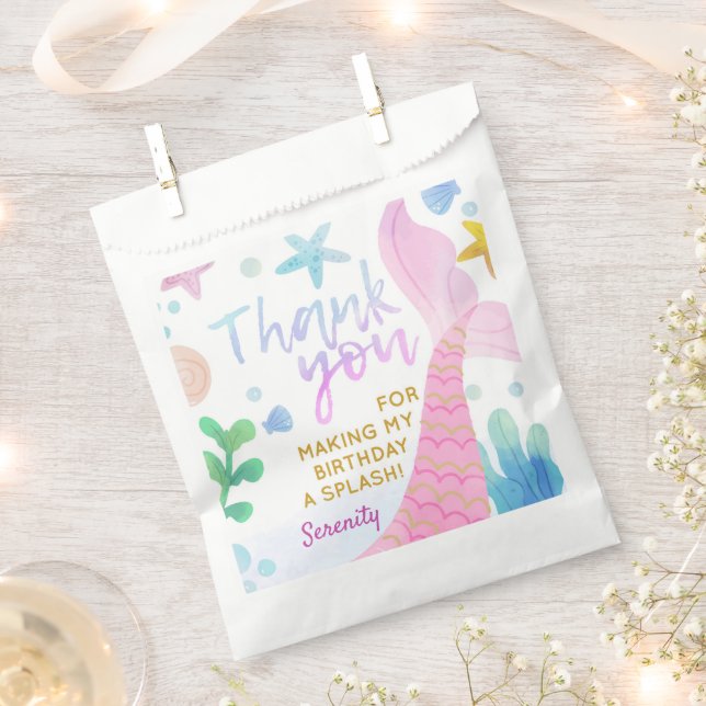 Mermaid Tail Under The Sea Party Thank You Favour Bags (Clipped)