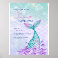 Mermaid Tail Under the Sea Purple Birthday 