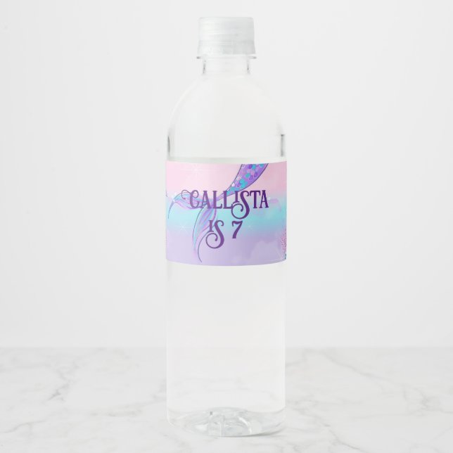 Mermaid Tail Water Bottle Labels – Under the Sea (Front)