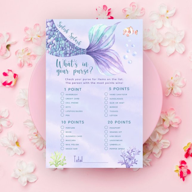 Mermaid tail Whats in your purse baby shower (Creator Uploaded)