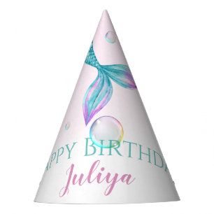 Mermaid Tail with bubbles Birthday  Party Hat