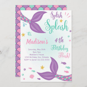 Mermaid Tails Under the Sea Birthday Invitation