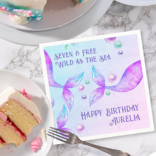 Mermaid Tails Wild as the Sea Any Age Birthday Napkin