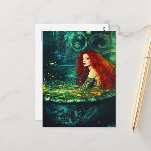 Mermaid taking a Bath Postcard (Front/Back In Situ)