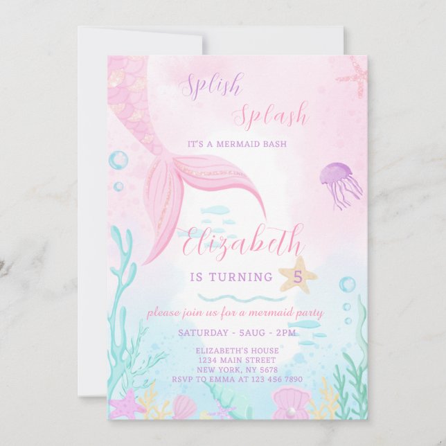 Mermaid Tale Birthday Invitation (Front)