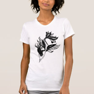 Mermaid Tattoo Style Stipple Shaded Ink Drawing T-Shirt
