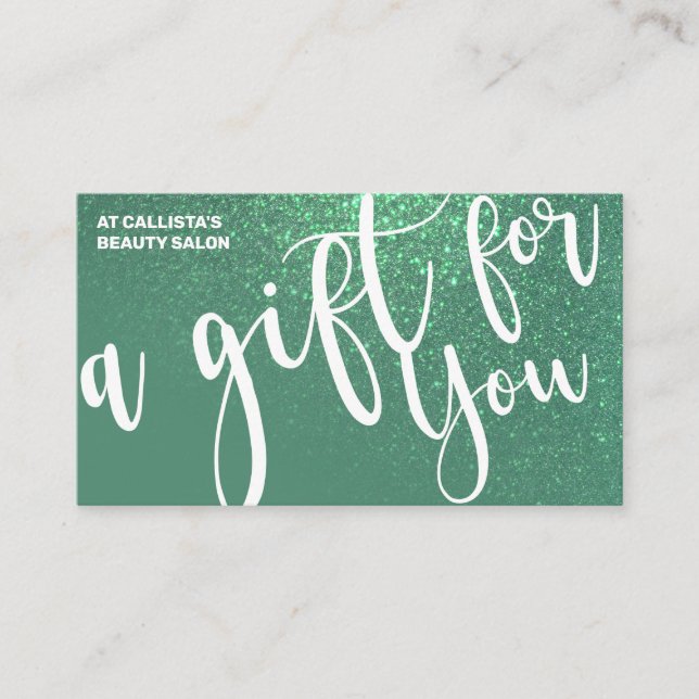 Mermaid Teal Glitter Gradient Gift Certificate (Front)