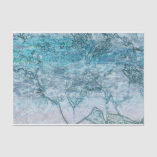 Mermaid Teal Green Nautical Ocean Waves Decoupage Tissue Paper