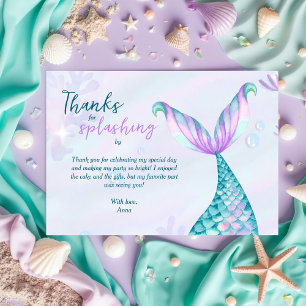 Mermaid Thanks for Splashing by Birthday Thank You Card