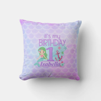 Mermaid themed 1st Birthday Cushion