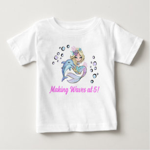 Mermaid Themed 5th Birthday T-Shirt for Kids