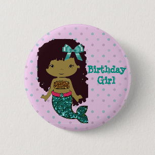 Mermaid Themed "Birthday Girl" Button