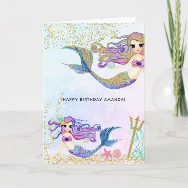 Mermaid themed Birthday Greeting Card (Front)