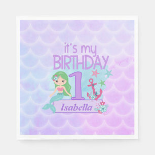  Mermaid themed birthday Paper  Napkin