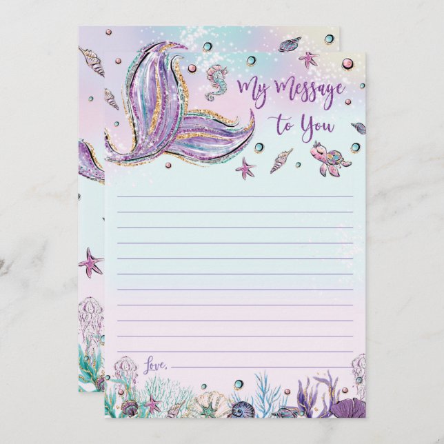 Mermaid Time Capsule Message To You Blank Cards (Front/Back)