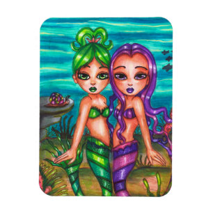 Mermaid Twin Sisters Fantasy fairytale original Magnet