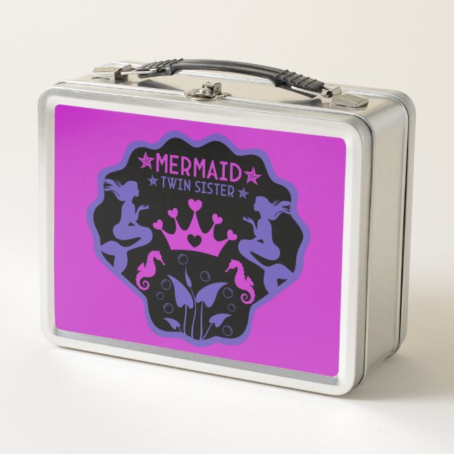  Mermaid Twin Sisters Metal Lunch Box (Front)