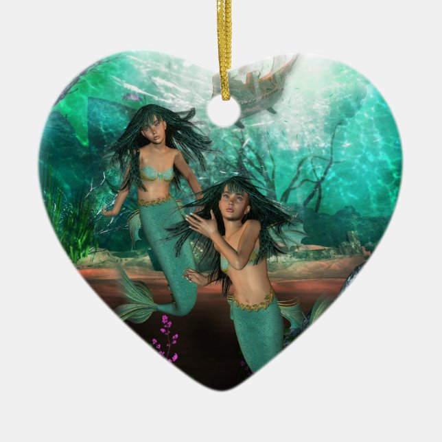Mermaid Twins  Ornament (Front)
