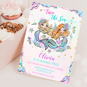 Mermaid Two The Sea 2nd Birthday Party Invitation