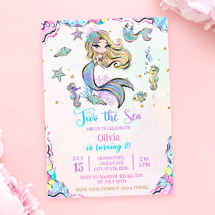 Mermaid Two The Sea 2nd Birthday Party Invitation