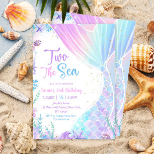 Mermaid Two The Sea 2nd Birthday Party Invitation