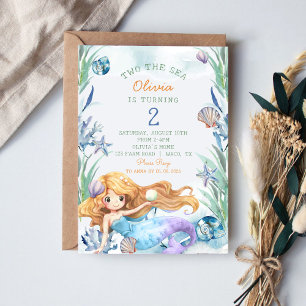 Mermaid Two The Sea 2nd Birthday Party Invitation