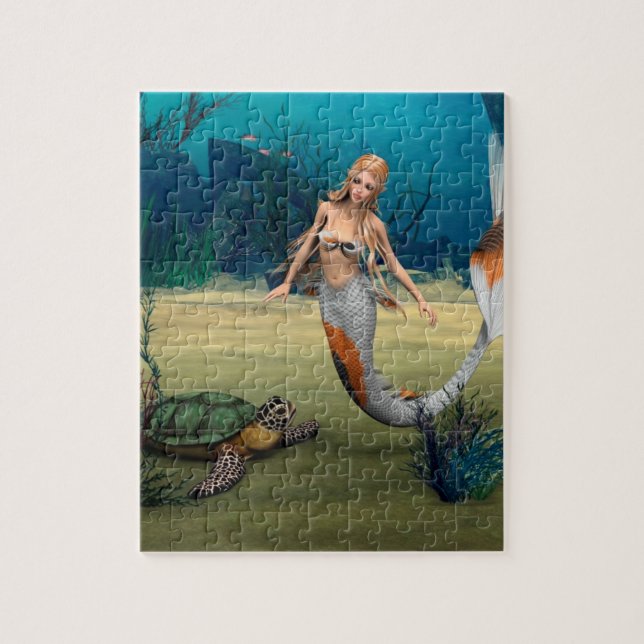 Mermaid und Turtle Jigsaw Puzzle (Vertical)