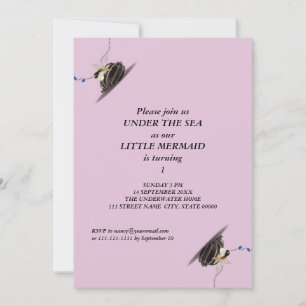 Mermaid under the sea 1st birthday party beach invitation