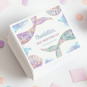 Mermaid Under the Sea 3rd Birthday Napkin
